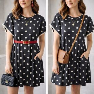 Chic Black and White Polka Dot Mini Dress